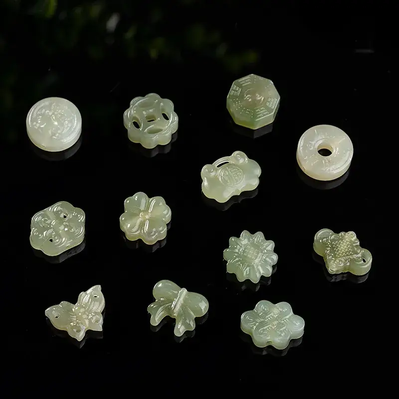 Green & White Jade Four-Leaf Clover Jewelry - Image 14