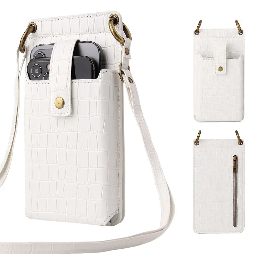 Women's Mini Crossbody Phone Bag with Crocodile Pattern - Image 8