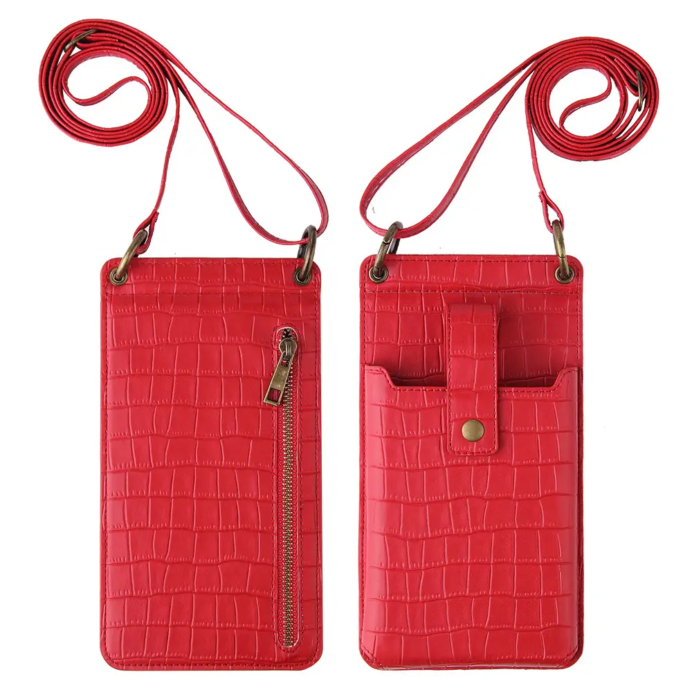 Women's Mini Crossbody Phone Bag with Crocodile Pattern - Image 2