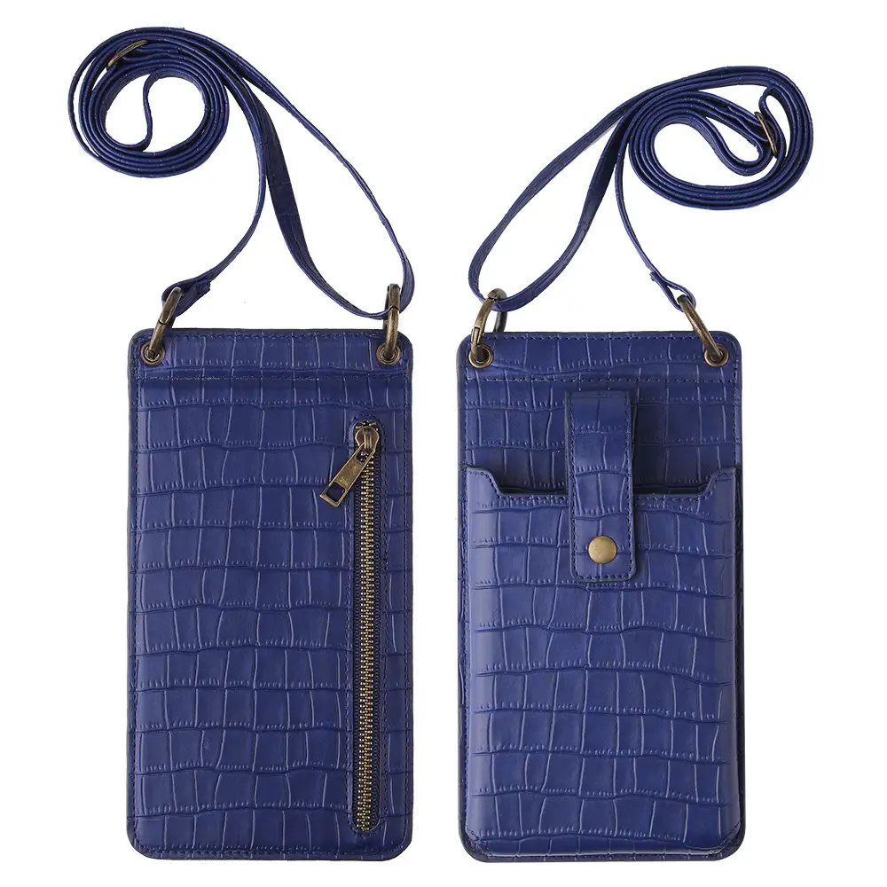 Women's Mini Crossbody Phone Bag with Crocodile Pattern - Image 4