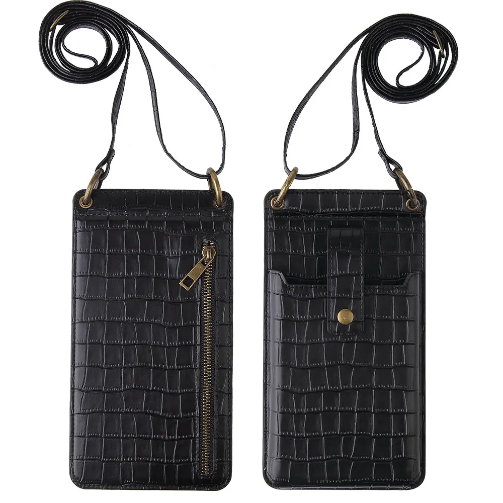 Women's Mini Crossbody Phone Bag with Crocodile Pattern - Image 5