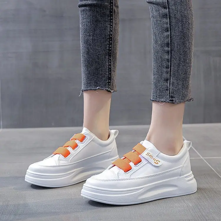 Women White Thick Sole Flat Sneakers All Match 2021