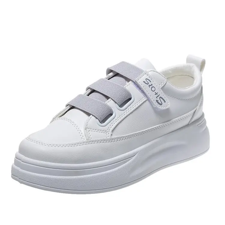 Women White Thick Sole Flat Sneakers All Match 2021