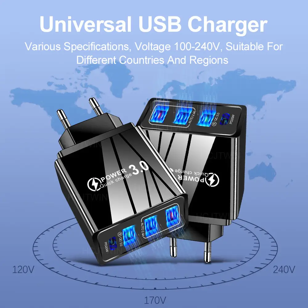 3 USB Fast Charge with LED Lights Travel Charger - Image 4