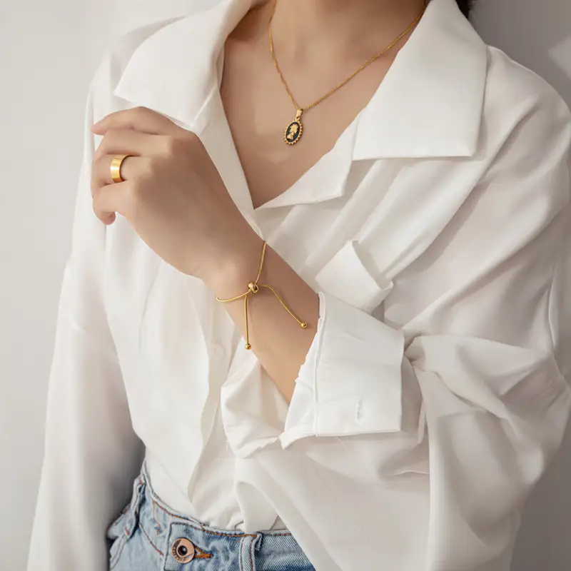 18K Gold Snake Bone Bracelet Adjustable Women