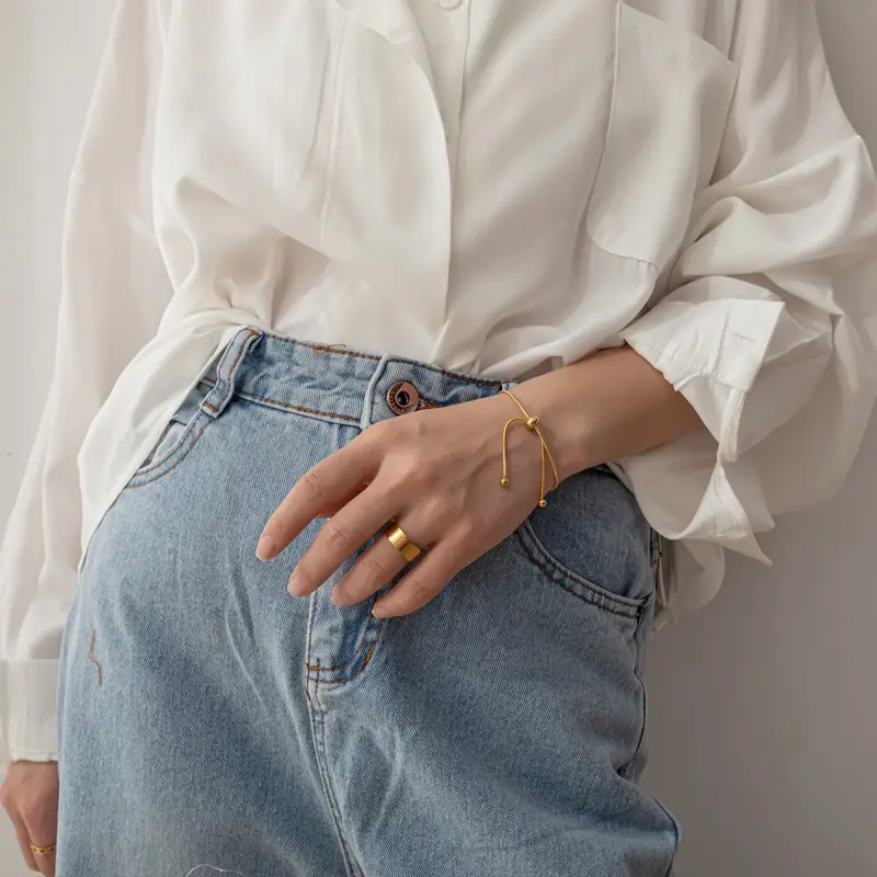 18K Gold Snake Bone Bracelet Adjustable Women
