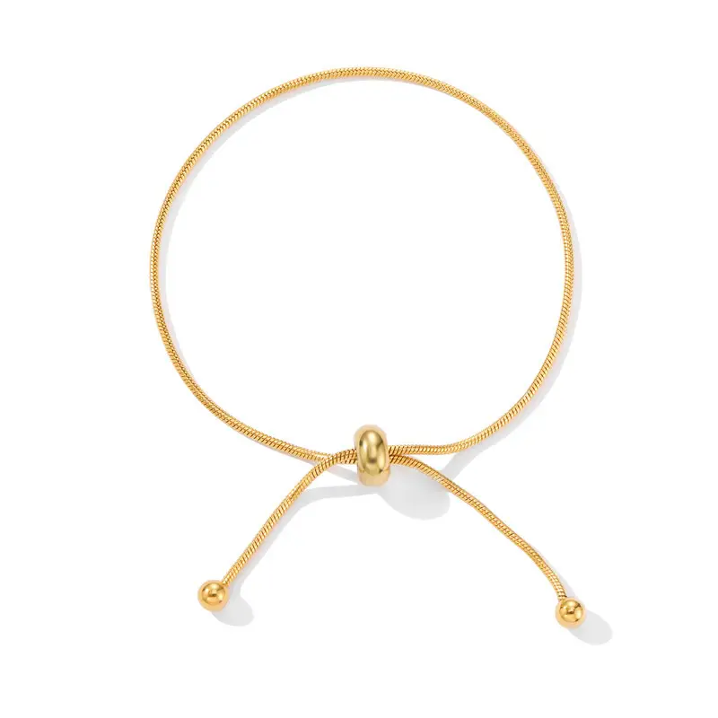 18K Gold Snake Bone Bracelet Adjustable Women