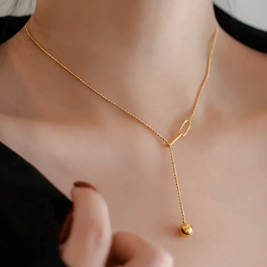 Gold Tassel Necklace for Women Short Clavicle Chain - Image 3