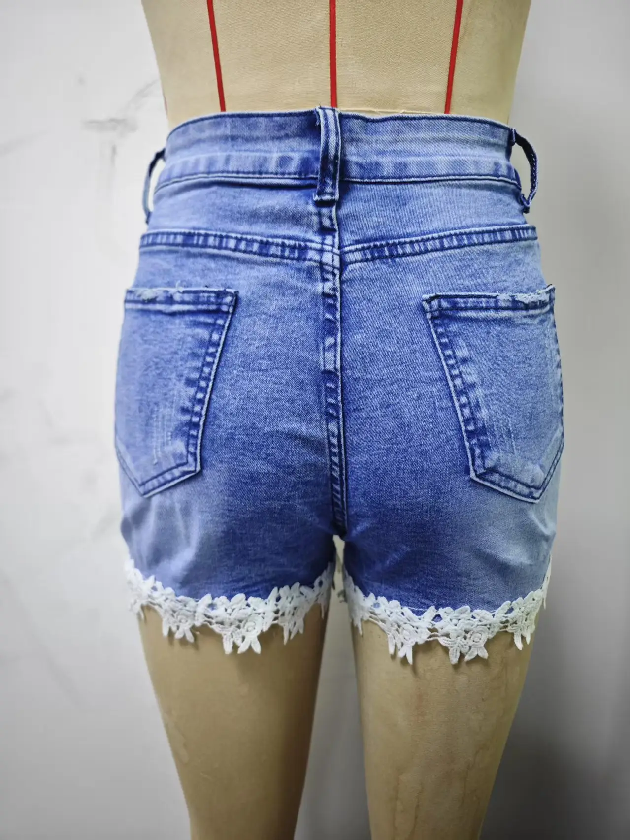 Women Slim Stretch Lace Shorts 2023 Blue — feature 5