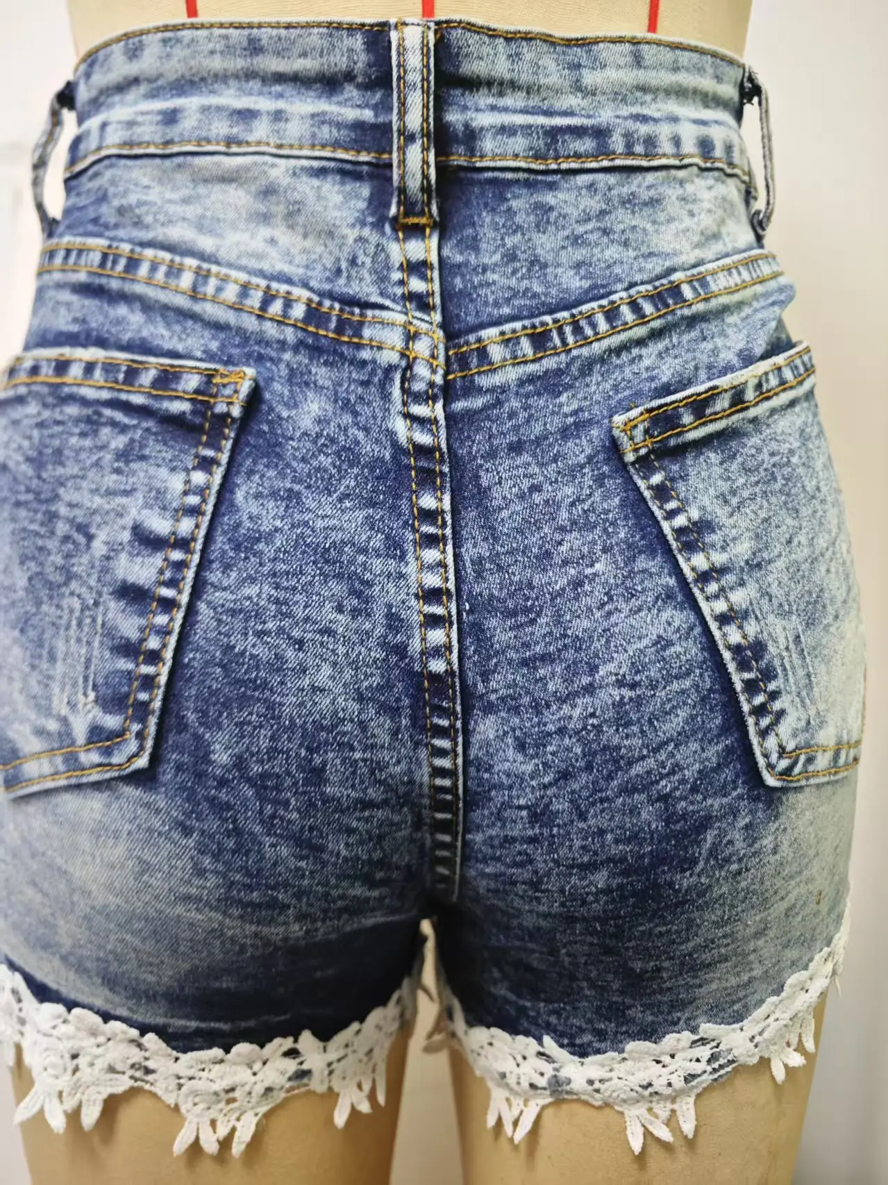Women Slim Stretch Lace Shorts 2023 Blue — feature 7