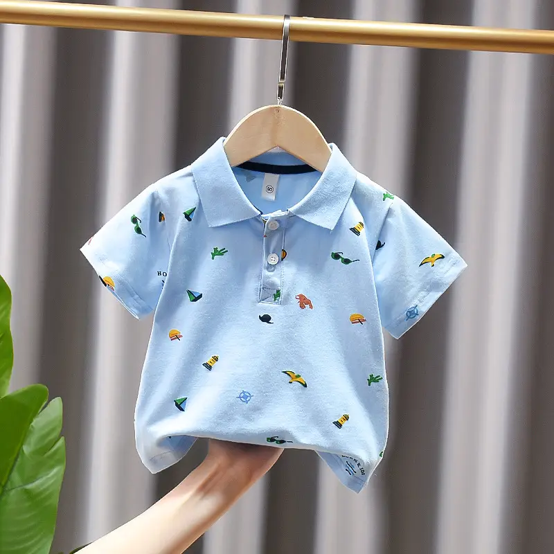 Dinosaur Printed Boys Summer Polo Shirt White - Image 17