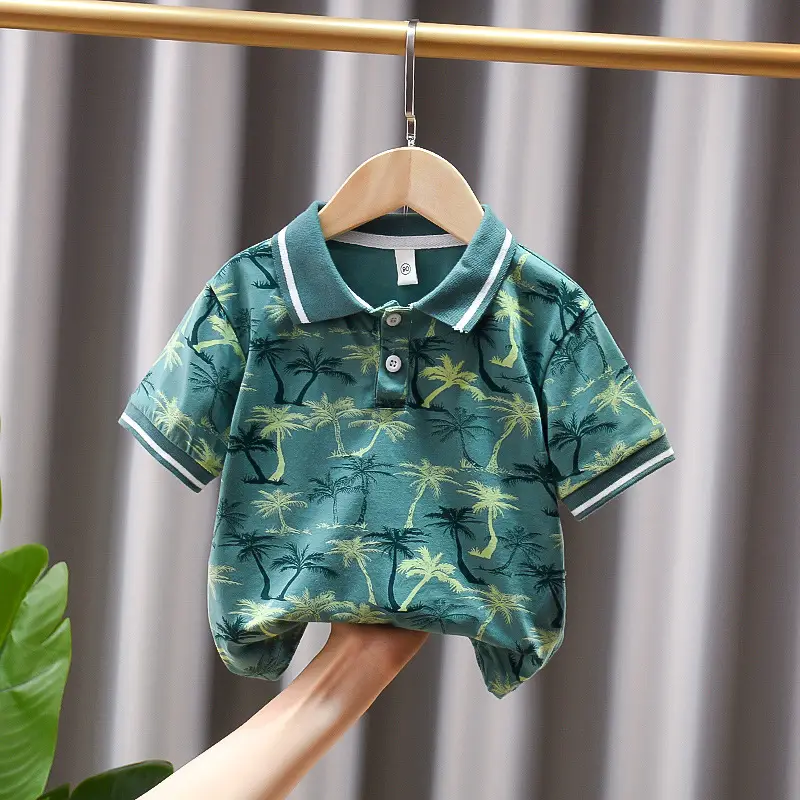 Dinosaur Printed Boys Summer Polo Shirt White - Image 13