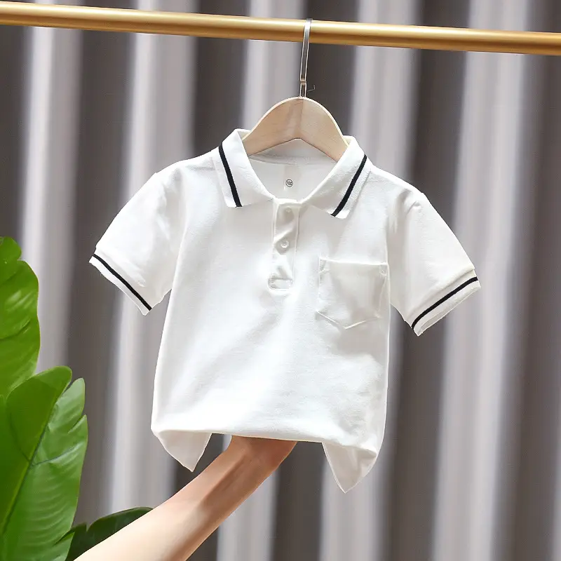 Dinosaur Printed Boys Summer Polo Shirt White - Image 3