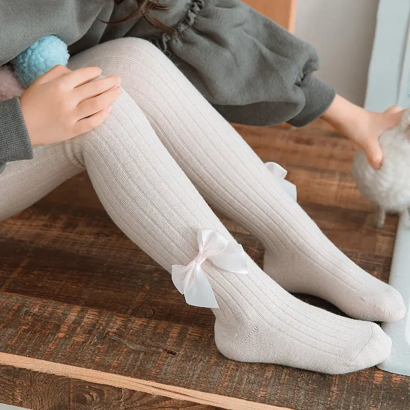 Girls' Pink Bow Leggings Cotton Baby Pants - Image 9