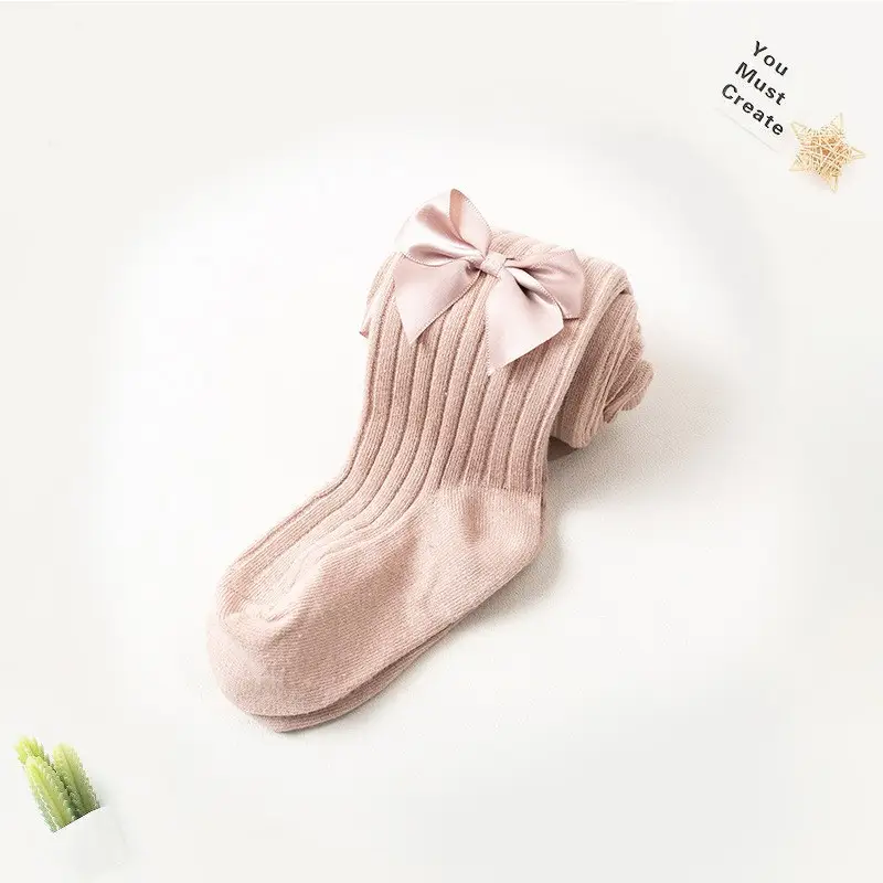 Girls' Pink Bow Leggings Cotton Baby Pants - Image 3