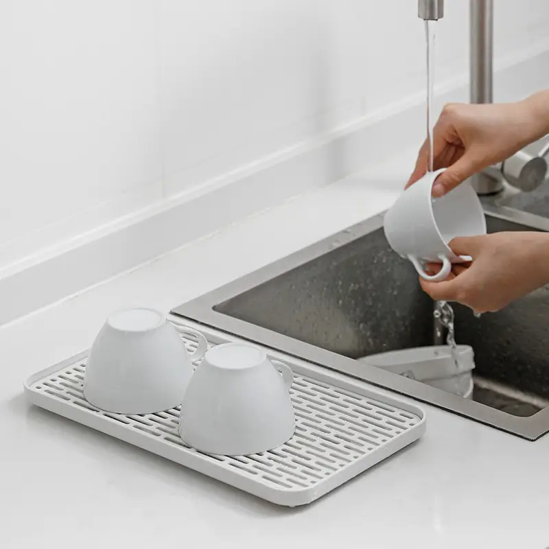 Japanese Double-layer Draining Tray Rectangular Kitchen Water Cup Holder - Image 4