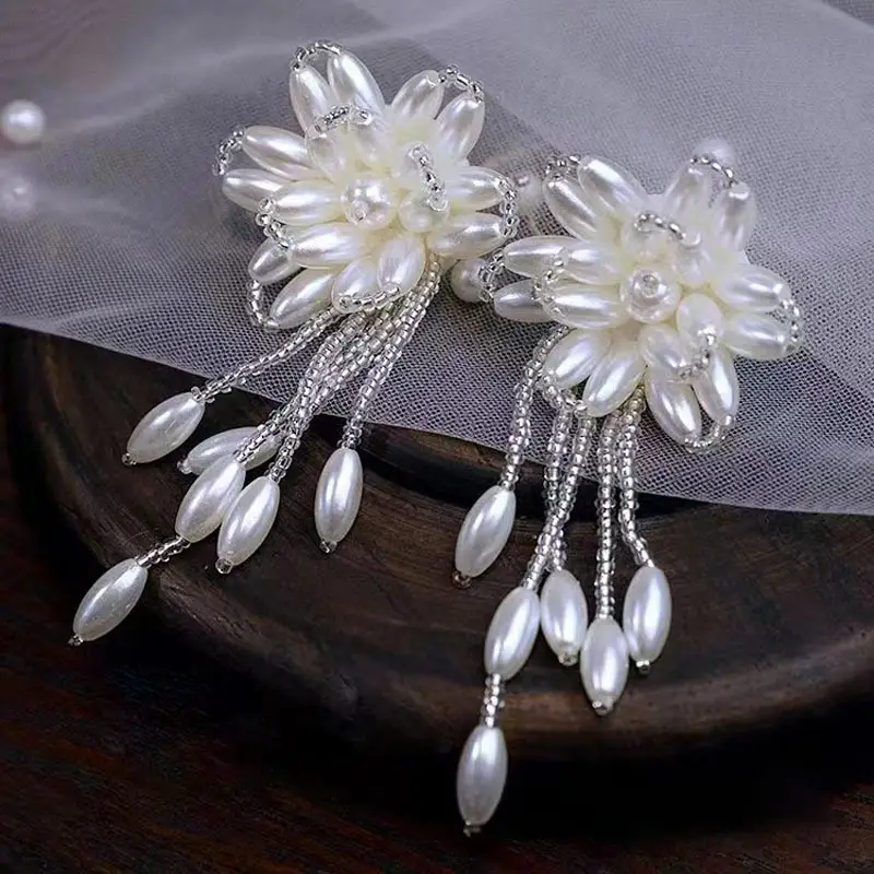 Korean Style Artificial Pearls Drop Earrings Gold Plated - Image 6
