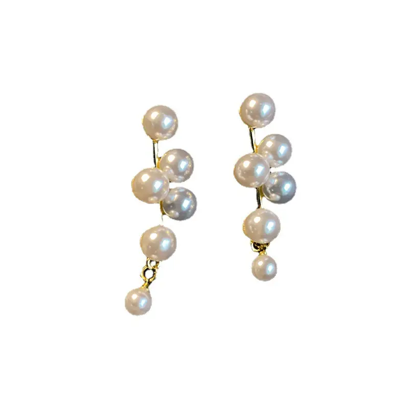Korean Style Artificial Pearls Drop Earrings Gold Plated - Image 8