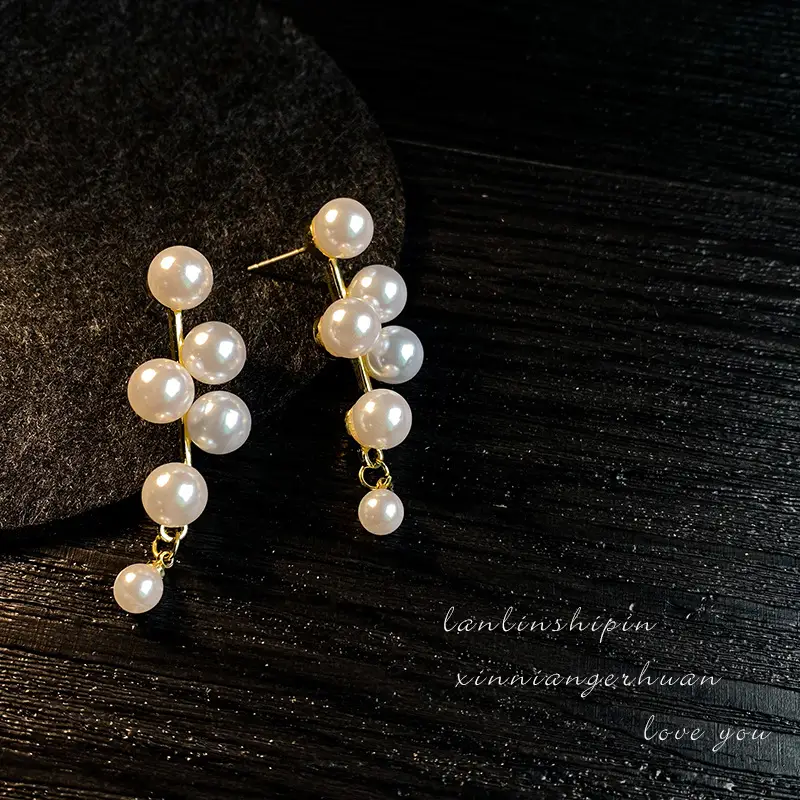 Korean Style Artificial Pearls Drop Earrings Gold Plated — feature 10