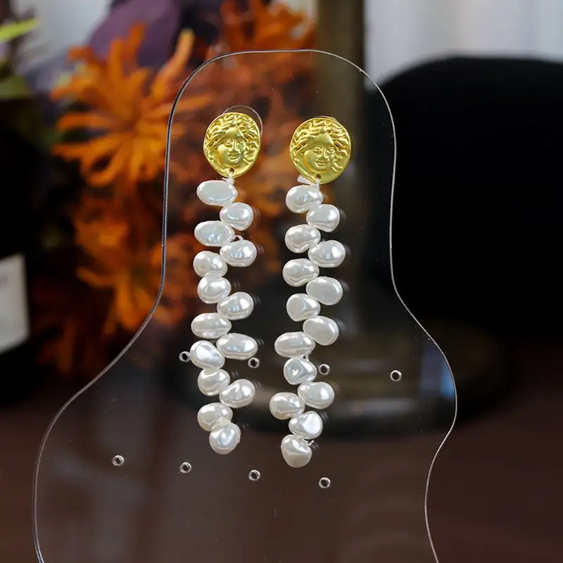 Korean Style Artificial Pearls Drop Earrings Gold Plated — feature 2
