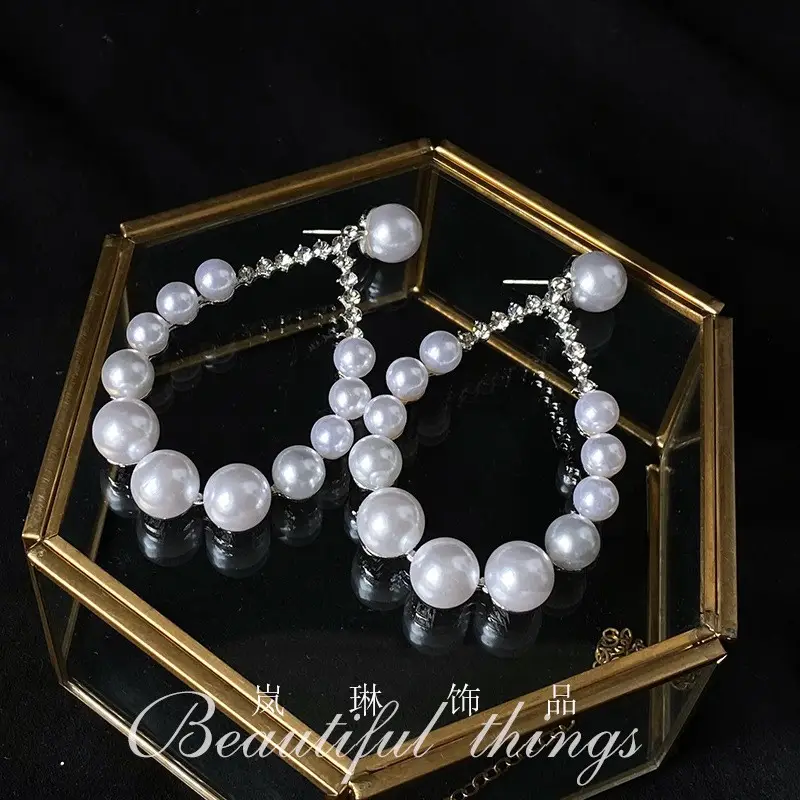Korean Style Artificial Pearls Drop Earrings Gold Plated — feature 5