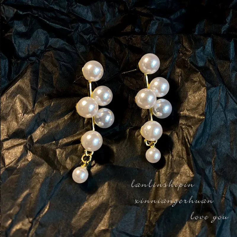 Korean Style Artificial Pearls Drop Earrings Gold Plated — feature 8