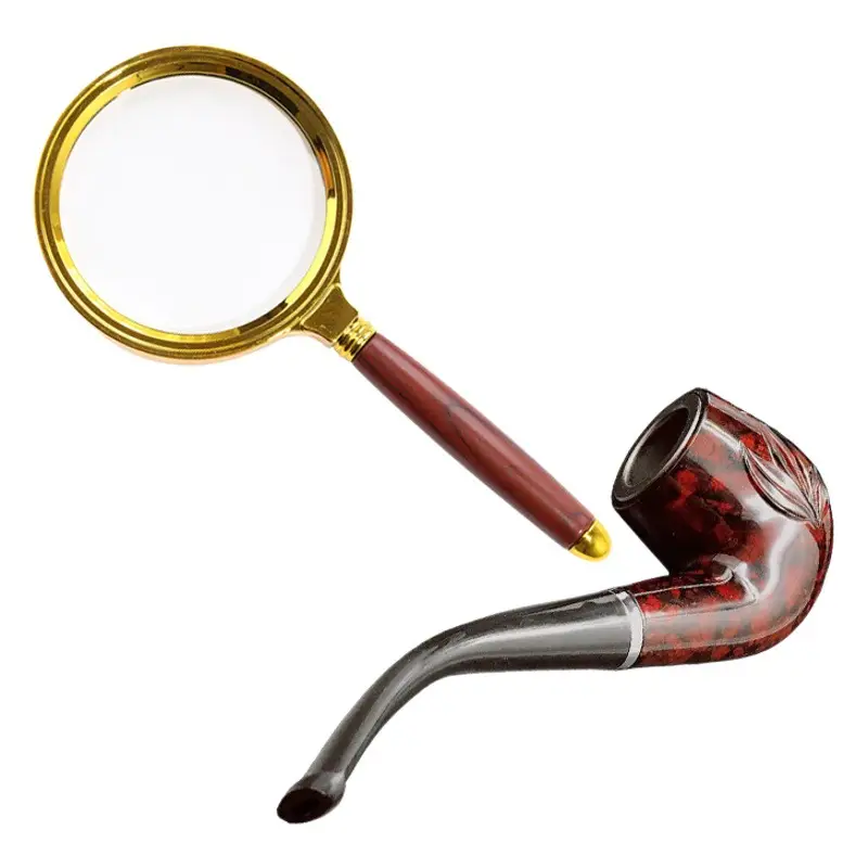 Curved Iron Pot Pipe Handheld Wood Grain Gold Magnifier