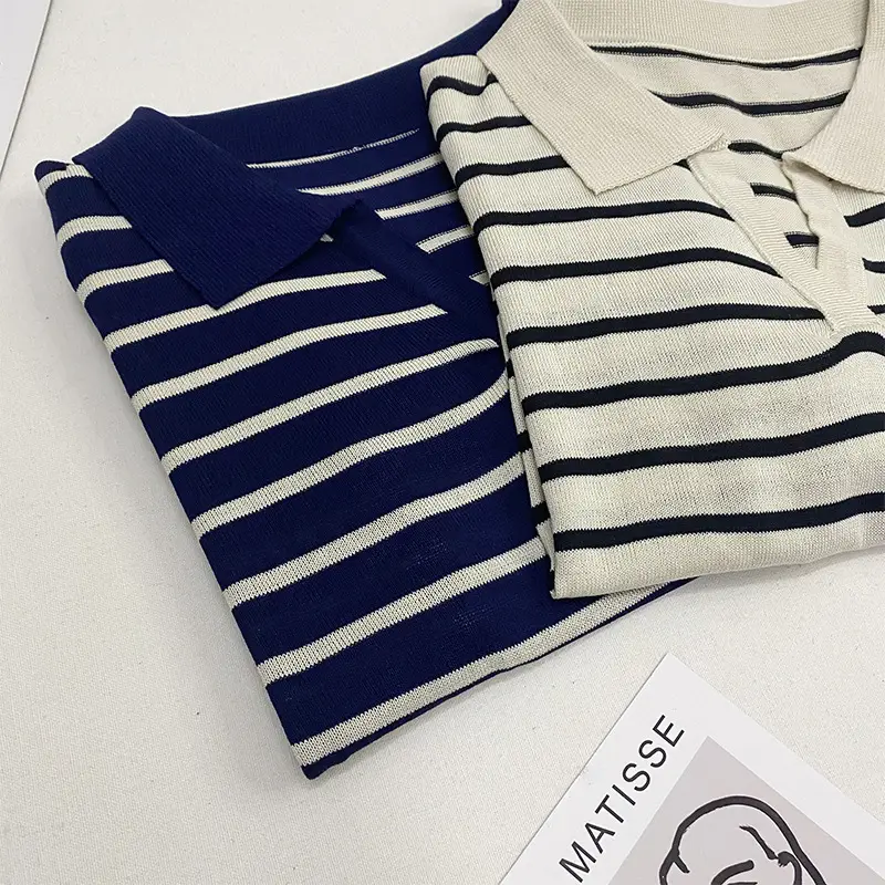 Women Striped Silk Sweater Ice Cool Loose Sleeve - Image 3