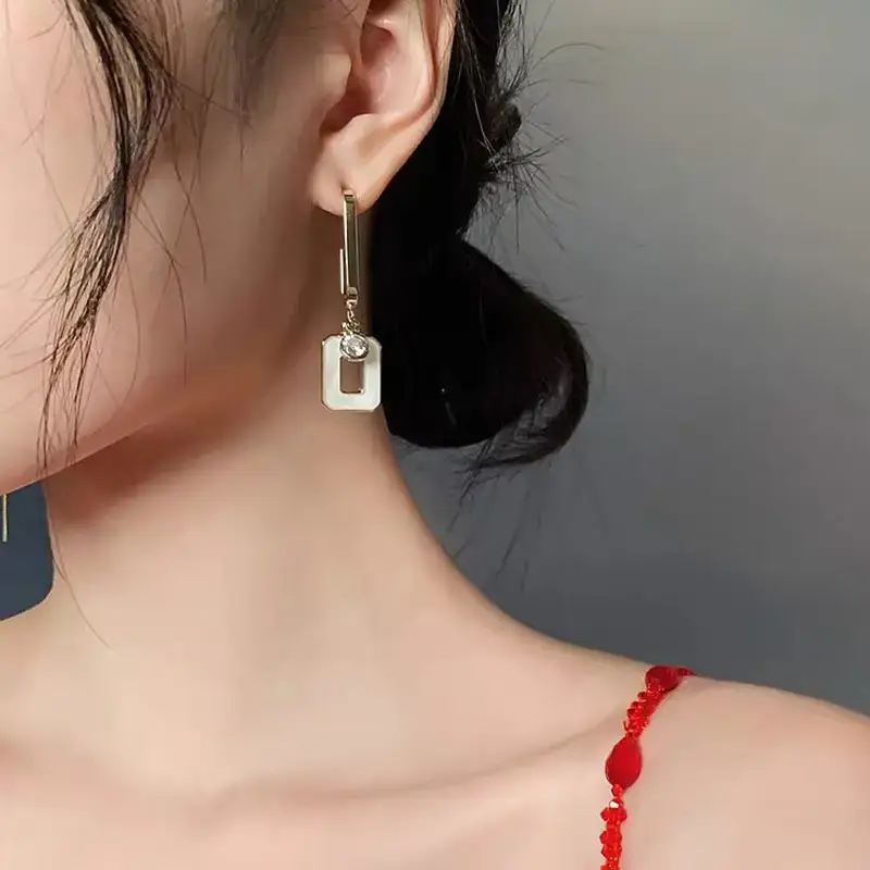 Korean Asymmetric Shell Geometric Earrings for Women 2021 - Image 6