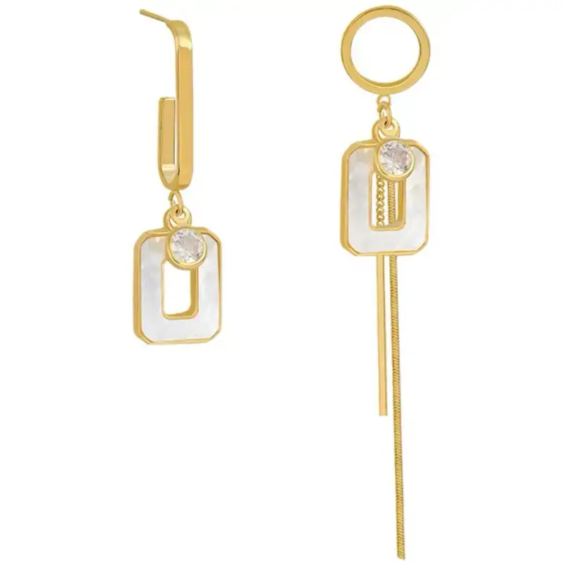 Korean Asymmetric Shell Geometric Earrings for Women 2021 - Image 7