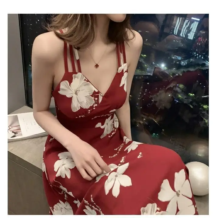 Black Floral Backless Spaghetti Strap Dress for Women - Image 6