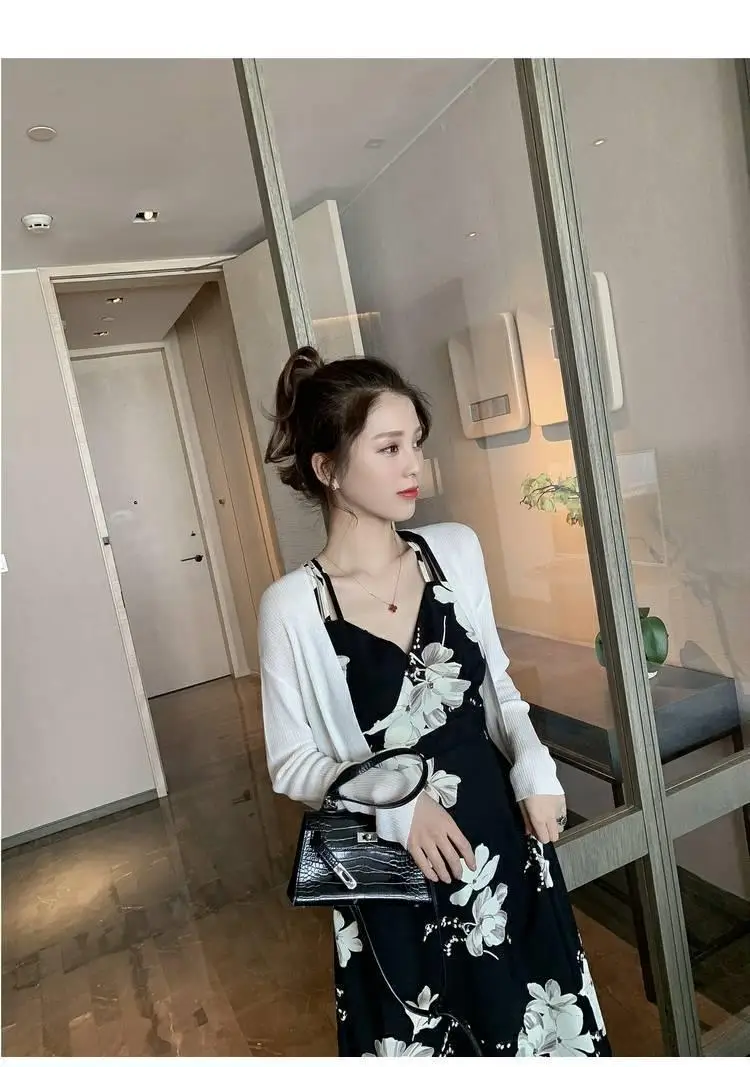 Black Floral Backless Spaghetti Strap Dress for Women — feature 11