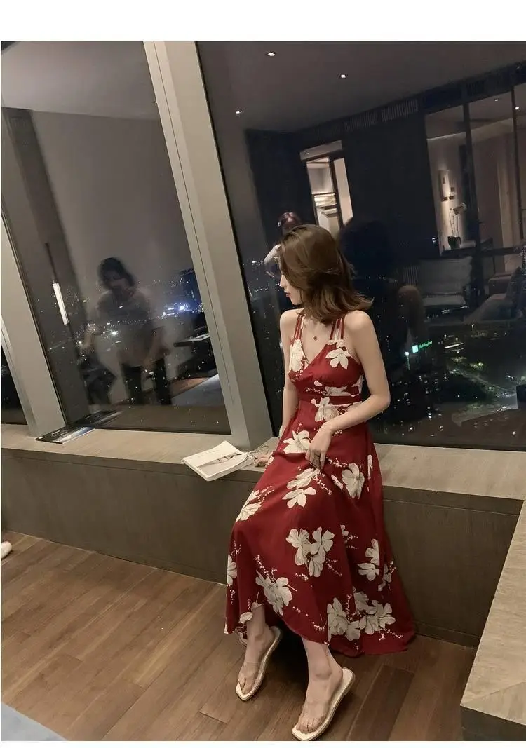 Black Floral Backless Spaghetti Strap Dress for Women — feature 12