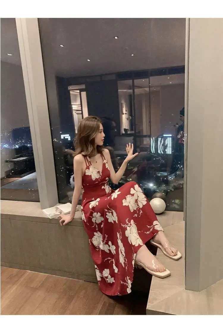 Black Floral Backless Spaghetti Strap Dress for Women — feature 14