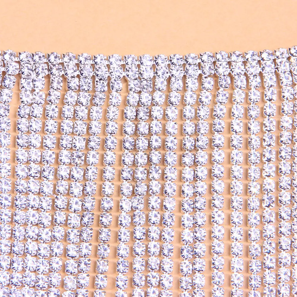 Shiny Diamond Embroidered Double Row Necklace for Women