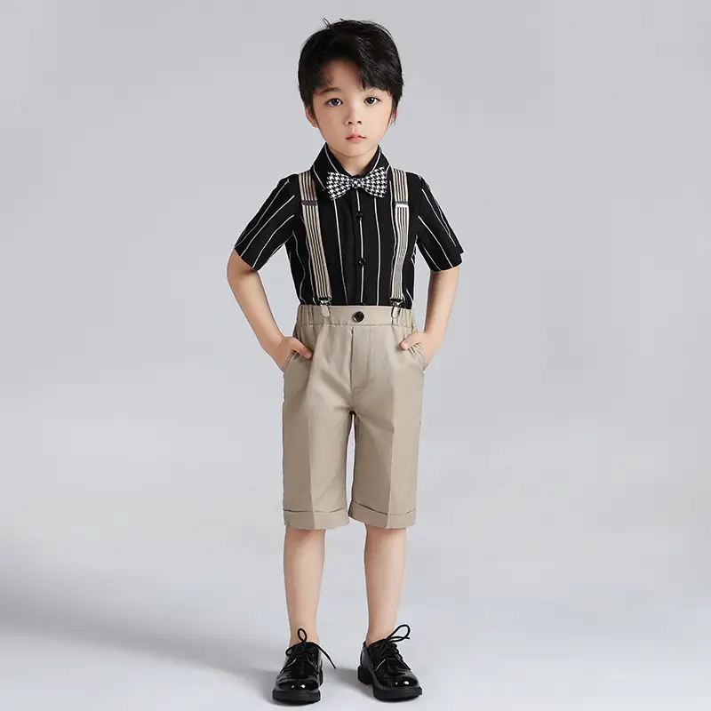 Children Striped Suit with Suspenders 2024 Spring Boys - Image 5