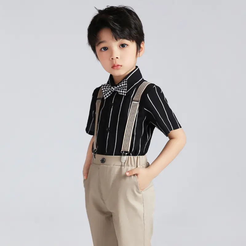 Children Striped Suit with Suspenders 2024 Spring Boys - Image 6