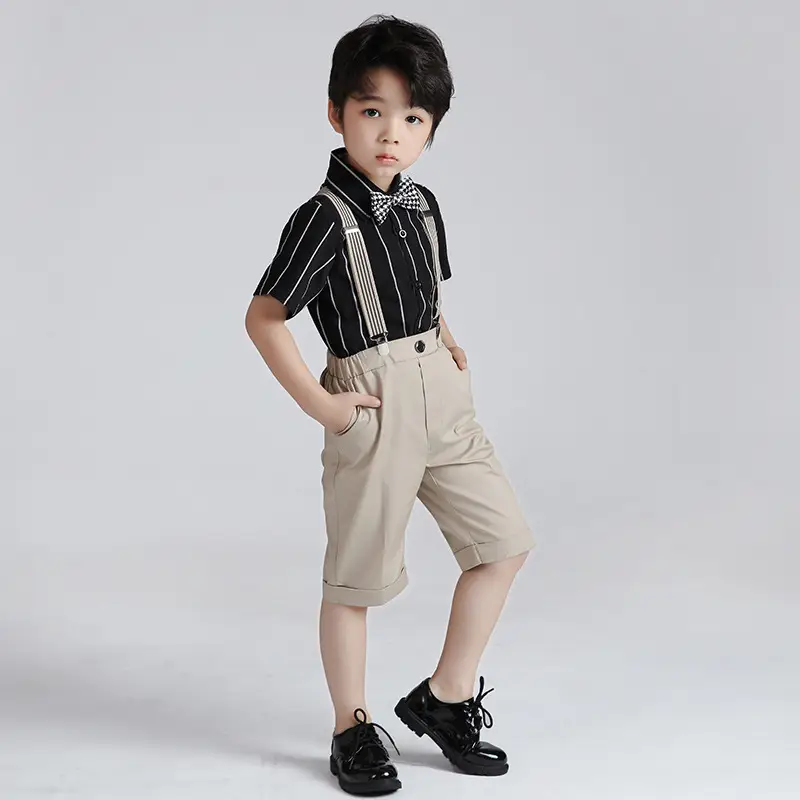 Children Striped Suit with Suspenders 2024 Spring Boys - Image 7