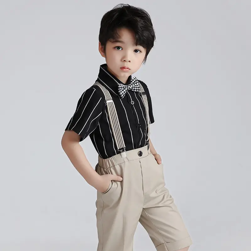 Children Striped Suit with Suspenders 2024 Spring Boys - Image 8
