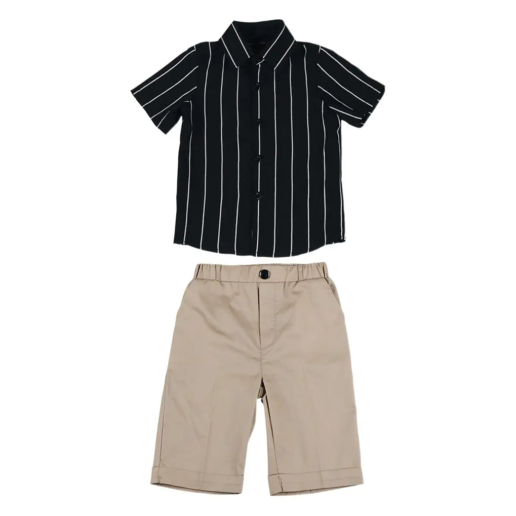 Children Striped Suit with Suspenders 2024 Spring Boys