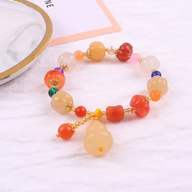 Golden Jade Pumpkin Bracelet for Women Ethnic Style - Image 13