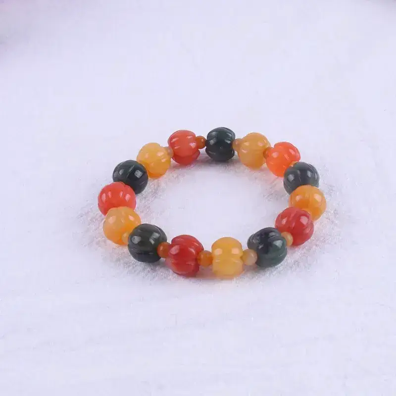 Golden Jade Pumpkin Bracelet for Women Ethnic Style - Image 3