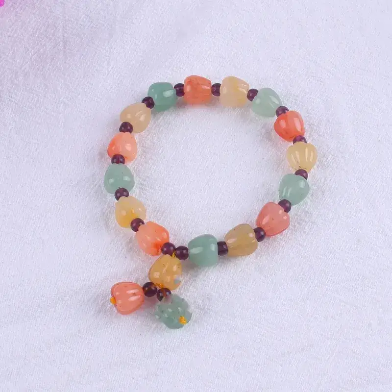 Golden Jade Pumpkin Bracelet for Women Ethnic Style - Image 8