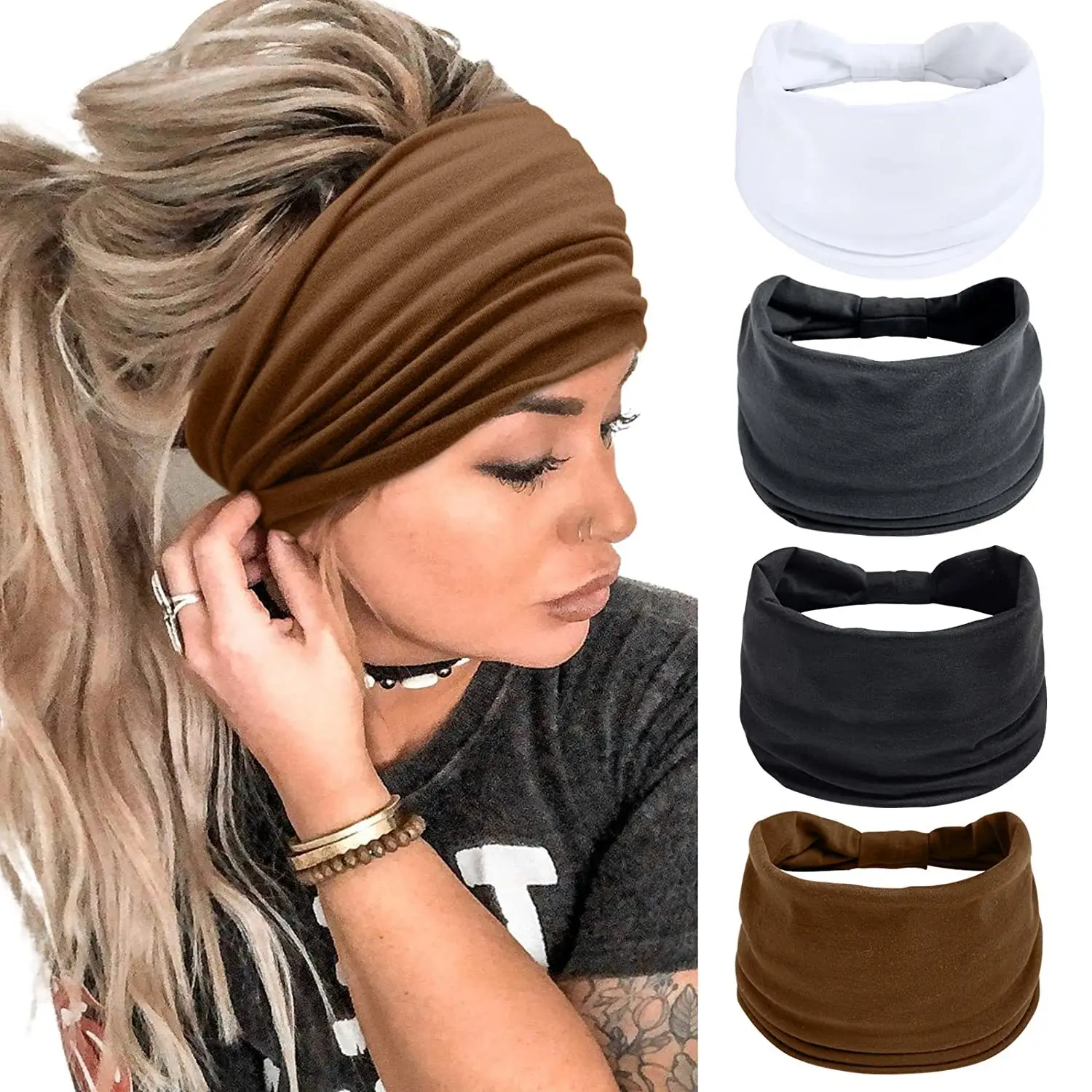 Pink Elastic Hair Band for Running Yoga and Outdoor Use - Image 63