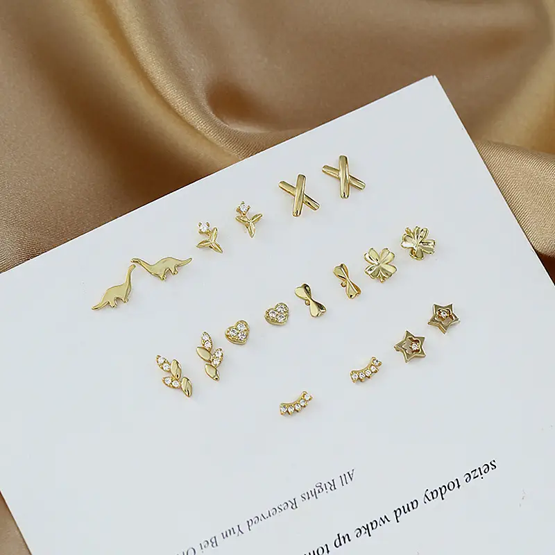 925 Sterling Silver Gold Small Earrings for Women