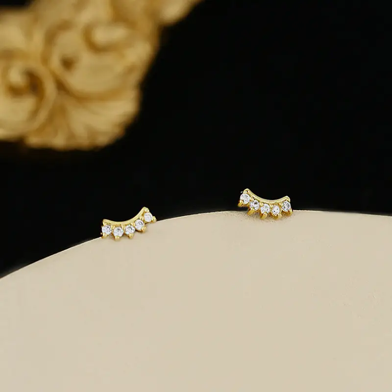 925 Sterling Silver Gold Small Earrings for Women