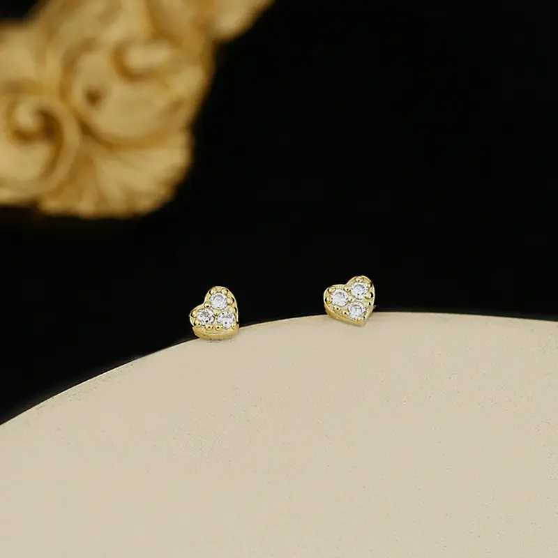 925 Sterling Silver Gold Small Earrings for Women