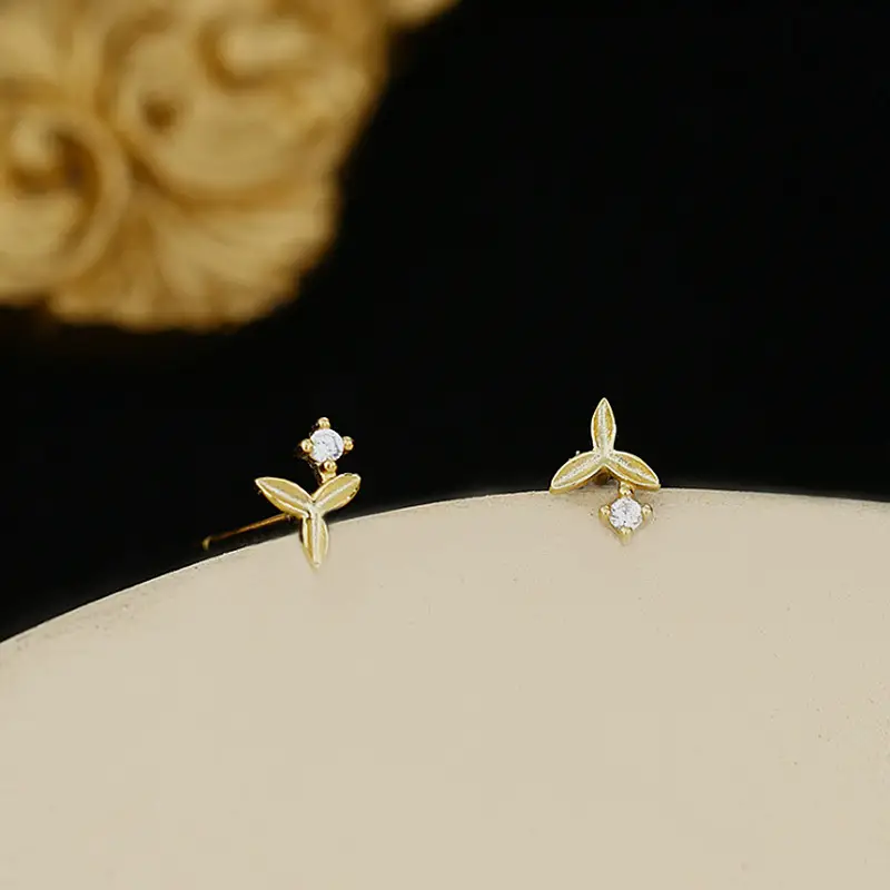 925 Sterling Silver Gold Small Earrings for Women