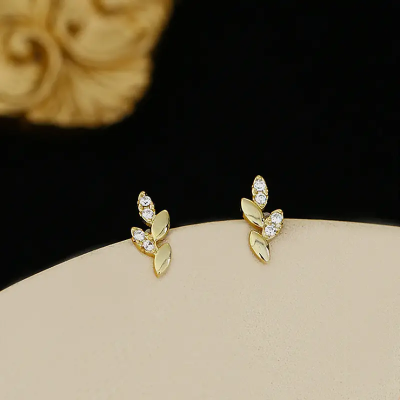 925 Sterling Silver Gold Small Earrings for Women
