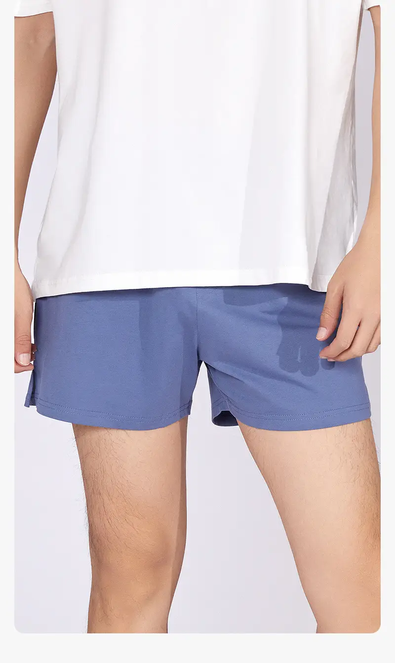 Men's Blue Long Staple Cotton Shorts Spring Summer — feature 15